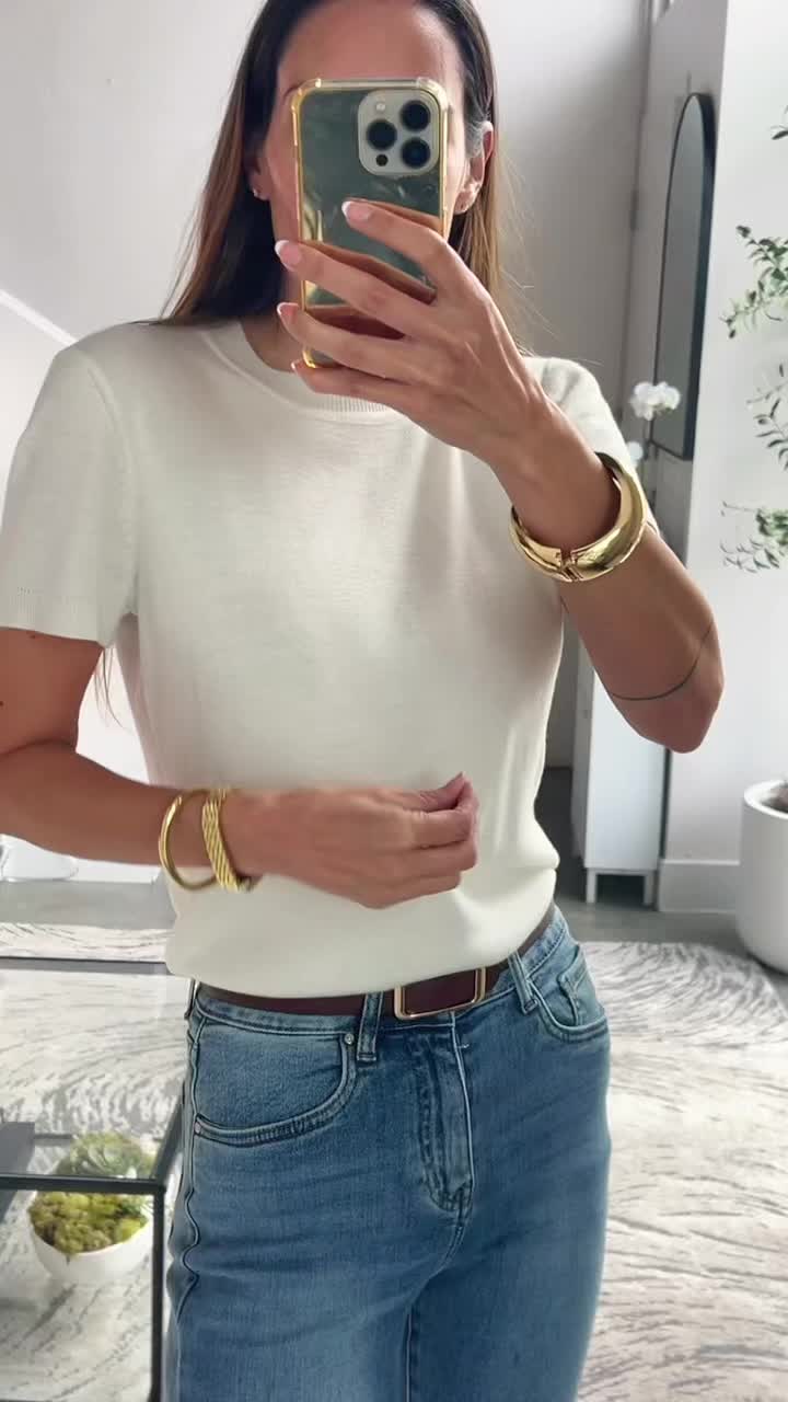 Arach&Cloz Women's Wool Blend Loose Fit Early Fall Summer Oversized T-shirt Women… creator video