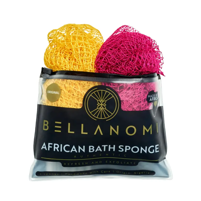 Bellanomi 2-Pack African Exfoliating Net Sponge Authentic Ethically Sourced from Nigeria