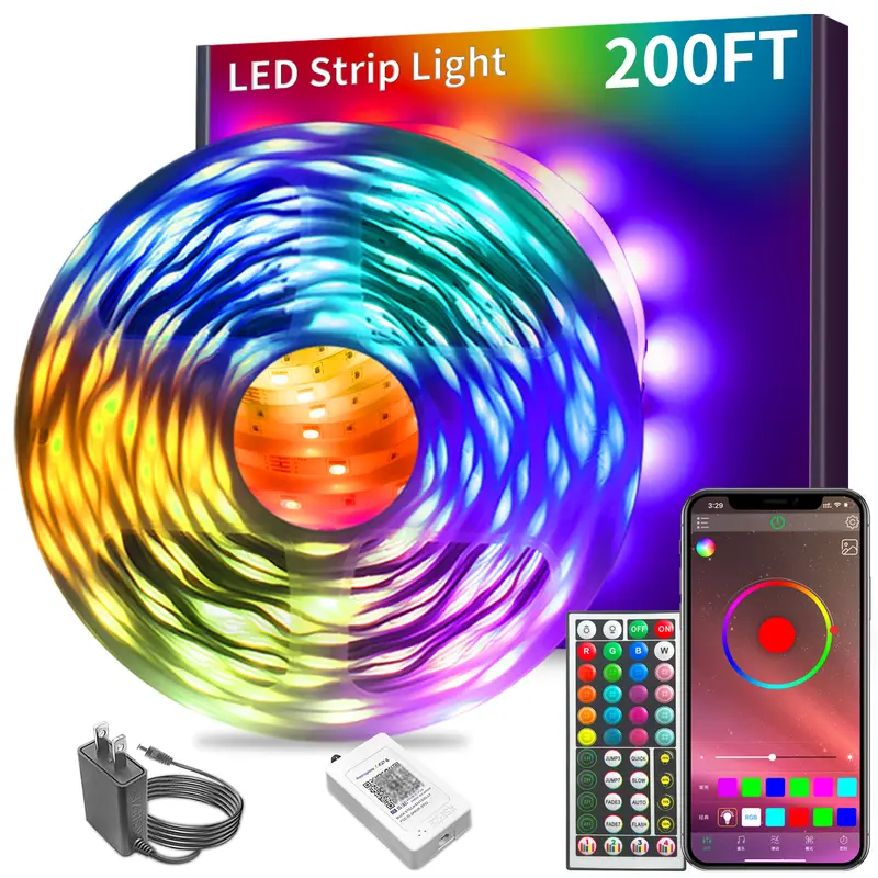 KSIPZE 200FT Led Strip Lights RGB Music Sync for Bedroom