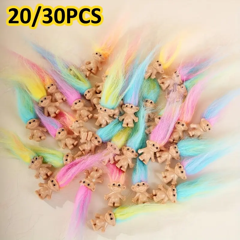 SUNNY JIXIAO 20pcs/30pcs Dual-Color Long Hair Ugly Doll Plastic Figurines Set