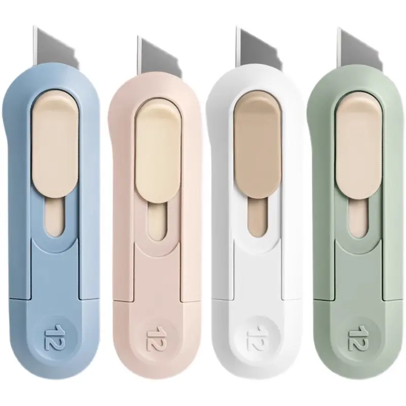 4-Pack Ultimate Utility Knife Set – Retractable Box Cutter, Letter Opener, Craft Knife & Craft Cutting Tool for Home, Office & Art Projects, Cutting Supplies, Office Cutting Supply (Safety Note: Auto-Rebound Design, Hold to Activate)