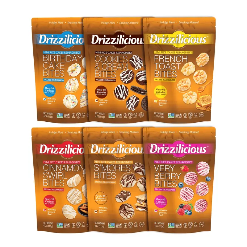 Drizzilicious 6 Pack - Drizzilicious Mini Rice Cakes Variety Pack 4oz