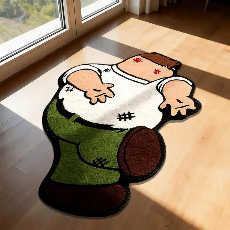 Alfombra de Anime y Caricatura, Suave y Afelpada, con Diseño Abstracto Irregular