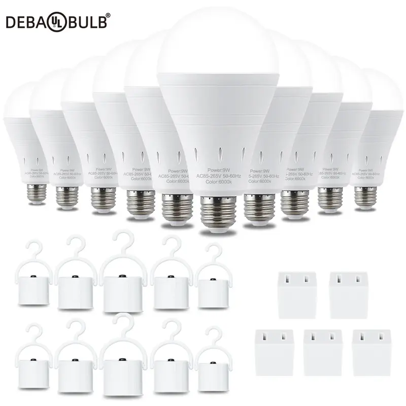 DEBAOBULB Rechargeable Emergency Light Bulbs Battery Powered LED Light Bulb 6000K Daylight E26 120 Volt 9W 60W Equivalent with 1200mAh for Home Power Outage Camping Hurricane summergarden