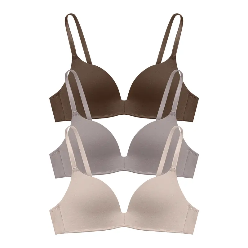 Eleplus 3 Pieces Lightly Lined Wireless Bras for Women Comfy Plunge T Shirt Bra Pack Style Womenswear for Everyday & Bridal Events #SummerVibes
