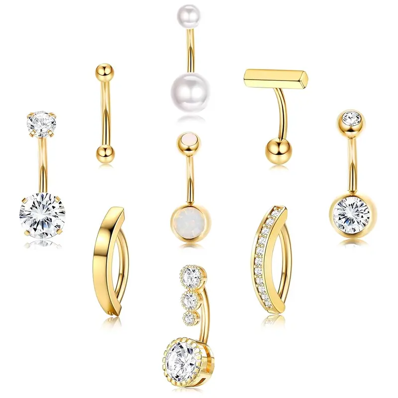 FIASASO 9 Pcs Belly Button Ring