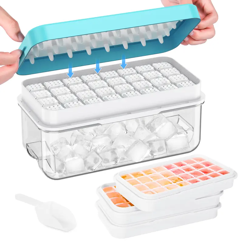 Flycity Stackable Ice Cube Tray Set with Lid and Bin