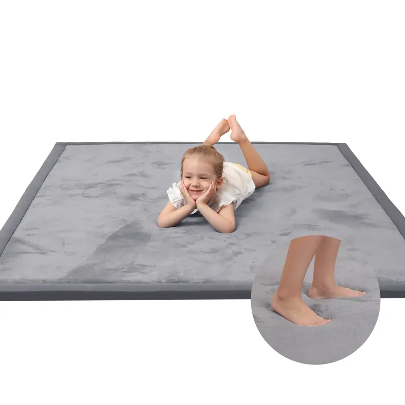 Huloo Sleep Baby Play Mat for Floor, 1.3" Thick Extra Soft Memory Foam Nursery Rug, Non-Slip Crawling Mat for Infants & Toddlers, Water-Resistant Coral Velvet, for Tummy Time, Playpen & Living Room,sohochic