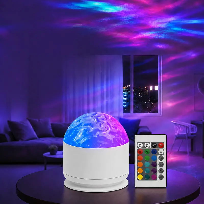 JEYUIN 16-Color RGB Galaxy Projector Light - Remote-Controlled LED Nightlight with Ocean Wave, 3D Water Ripple Effects, Cool Room Decor, Whimsical Home Decor, LED Lights Bedroom, Tech Gadget, Birthday Gift Rgb Atmosphere Lights Rgbw Led Lights