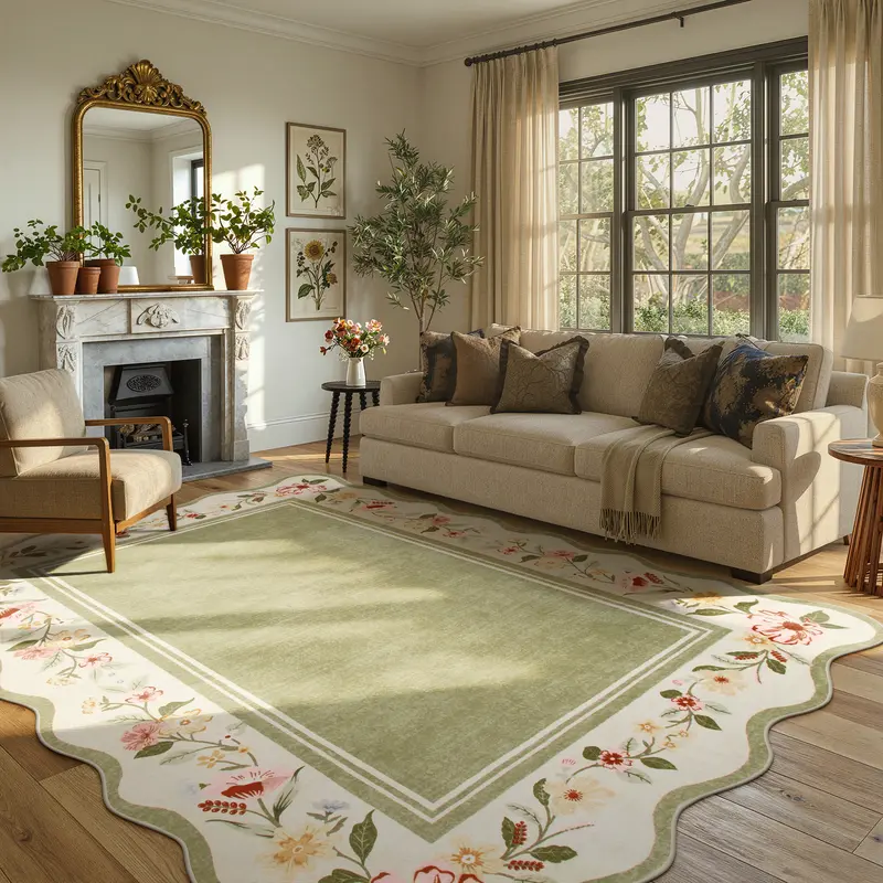 Alfombra Boho Floral Lavable Lahome Rosa/Amour de 2 x 6 pies