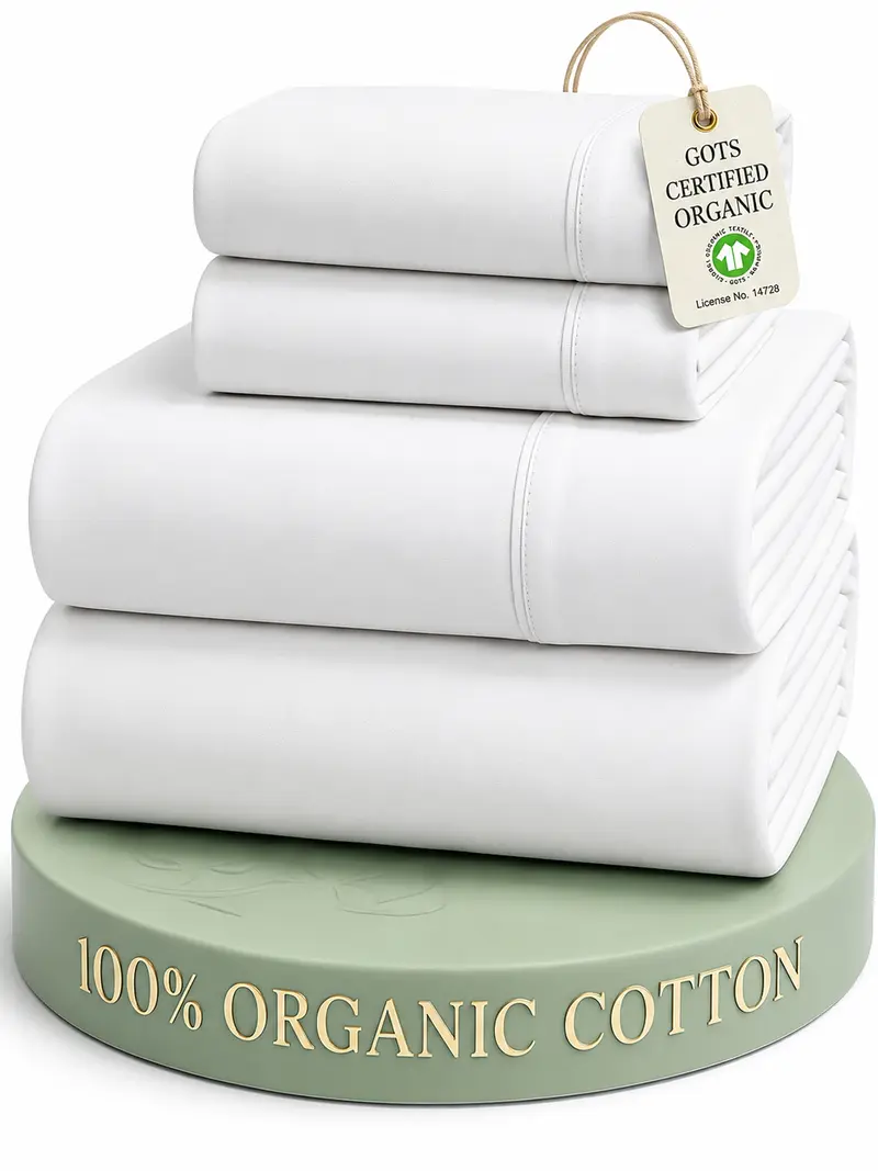 Lane Linen 100% Organic Cotton Percale Bedding Set