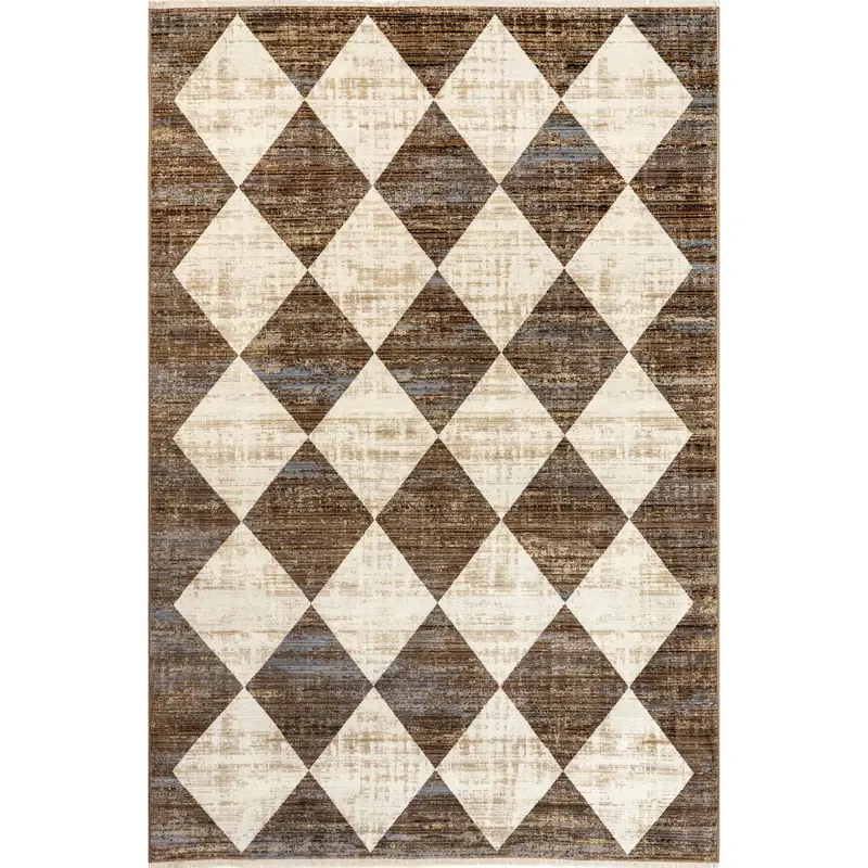 Nuloom Meline Checkered Fringe Area Rug with Checkered Pattern and Classic