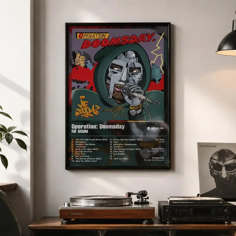 MF DOOM Operation Doomsday Album Cover Poster Vintage Hip Hop Rap Music Wall Art Canvas Print Aesthetic Room Decor Gift for Music Fans