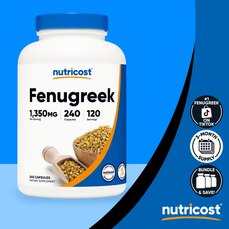 Cápsulas de fenogreco Nutricost, suplemento de 240 cápsulas
