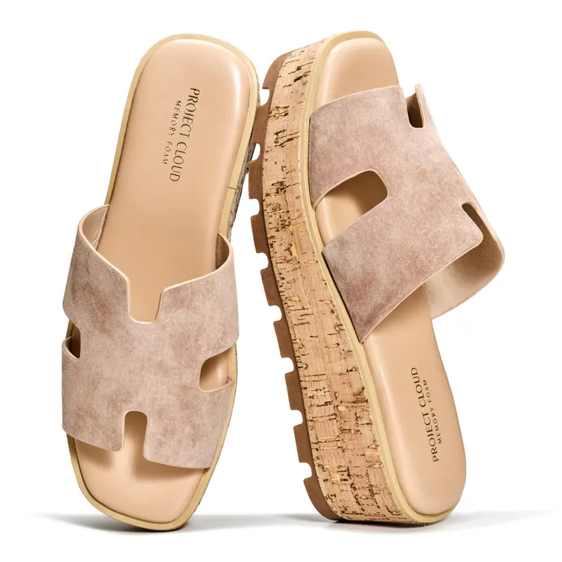Project Cloud Women's | Genuine Leather Wedge Sandals | Memory Foam | Lightweight | Non-Slip - Mila