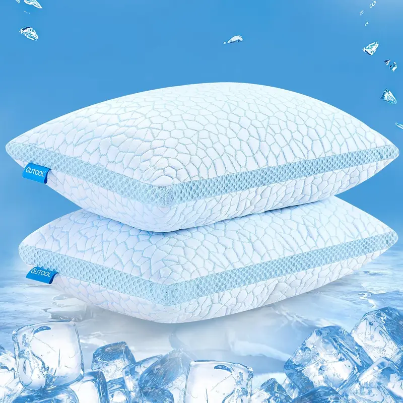 Almohadas QUTOOL de espuma viscoelástica con enfriamiento, paquete de 2