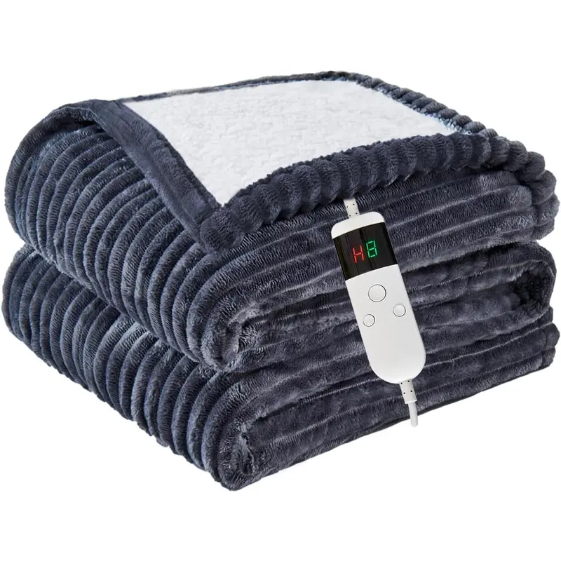 Soft Flannel-Sherpa Electric Heated Blanket Throw, 10 Fast Heating Levels, 8-Hour Auto Off, Overheating Protection, Machine Washable Durable Household Electric Blanket, Throw Blankets