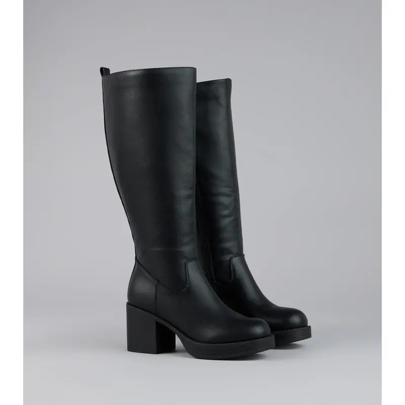 Botas altas hasta la rodilla Steppin Up con tacón de bloque