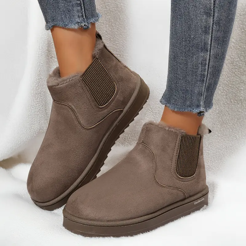 Botas de invierno para mujer con suela gruesa y forro afelpado