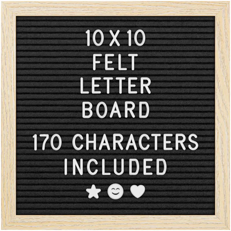 EVERUSELY Yes4Quality 10x10 inches Black Felt Letter Board